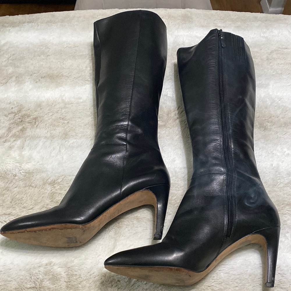 Genuine Leather Via Spiga, black 3” inch heel TALL boots.  GREAT CONDITION!!